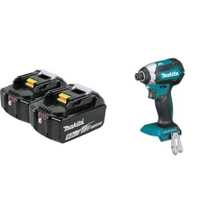 Makita BL1850B-2 18V LXT Lithium-Ion 5.0Ah Battery, 2/pk with Bonus XDT13Z 18V LXT Brushless Impact Driver