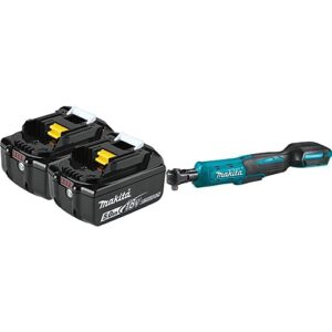 Makita BL1850B-2 18V LXT Lithium-Ion 5.0Ah Battery (2-Pack) with Bonus 18V LXT Lithium-Ion Cordless 3/8" & 1/4" Sq. Drive Ratchet