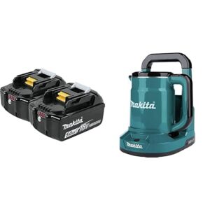 Makita 18V LXT Bundle: BL1850B-2 Lithium-Ion 5.0Ah Batteries (2-Pack) with Bonus XTK01Z Hot Water Kettle
