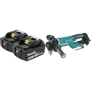 Makita BL1850B-2 18V LXT Lithium-Ion 5.0Ah Battery, 2/pk with Bonus XAD05Z 18V LXT Brushless 1/2" Right Angle Drill