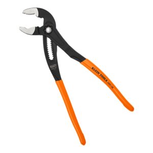 Klein Tools D50512B 12-Inch Adjustable Pliers, Quick-Adjust Klaw Pump Pliers, V-Jaw, Hardened Teeth for Maximum Torque
