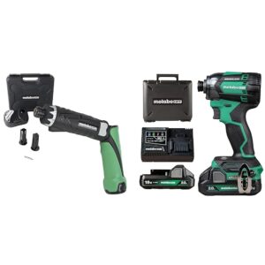 Bundle of Metabo HPT 3.6V Cordless Screwdriver Kit | DB3DL2 + Metabo HPT 18V MultiVolt™ Cordless Triple Hammer BOLT Impact Driver Kit | WH18DC
