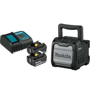 Makita BL1840BSC2 18V LXT® Lithium-Ion Battery and Charger Starter Pack (4.0Ah) with Bonus XRM08B 18V LXT® / 12V max CXT® Lithium‑Ion Cordless/Corded Bluetooth® Job Site Speaker