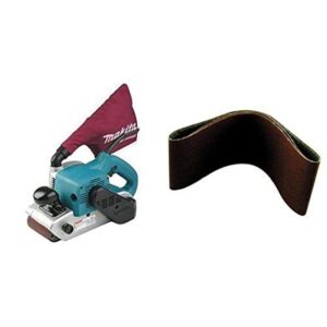 Makita 9403 4" x 24" Belt Sander with Cloth Dust Bag and 4-Inch x 24-Inch Abrasive Sanding Belt, 60 Grit (10/Pk)