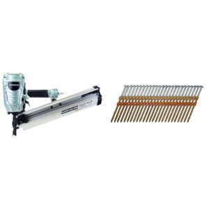 Bundle of Metabo HPT Framing Nailer | NR90AES1 + Metabo HPT Framing Nails | 2 In. x 0.113 | 21 Degree | Full Round Head | Hot Dipped Galvanized | Ring Shank | 1,000 Count | 20171SHPT