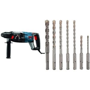 Bosch GBH2-28L 1-1/8" SDS-plus Bulldog Xtreme Max Rotary Hammer and 7 Piece Carbide-Tipped SDS-plus Rotary Hammer Drill Bit Set with Storage Case HCK001