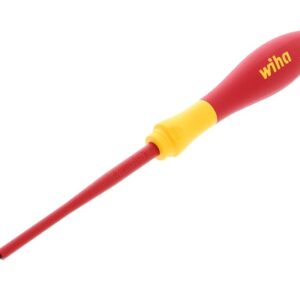 Wiha Tools Ins Screwdriver, Slotted, 1/8x4 in, Round, Red and Black, One Size (32012)