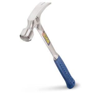 ESTWING Framing Hammer - 24 oz USA Made Long Handle Straight Rip Claw Hammer with Milled Face & Shock Reduction Grip - E3-24SM