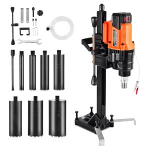 VEVOR Diamond Core Drilling Machine, 0.8-8 in Drilling Diameter, Stand-Mount Dry and Wet Concrete Core Drill Rig with 8 Drill Bits, 800 RPM Speed, UNC1 1/4-7 Thread, 3000W, Lightweight