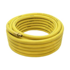 Goodyear 50' x 3/8" Professional Yellow Rubber Air Hose - 300 PSI Working Pressure - 1200 PSI Burst Pressure - 100% Brass 1/4" NPT Fittings - Made in USA