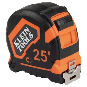 Klein Tools 9225 Tape Measure, Heavy-Duty Measuring Tape with 25-Foot Double-Hook Double-Sided Nylon Reinforced Blade, with Metal Belt Clip