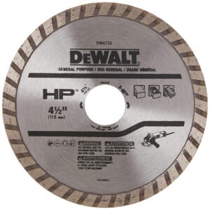 DEWALT Diamond Blade for Masonry, Dry Cutting, Continuous Rim, 7/8-Inch Arbor, 4-1/2-Inch (DW4725)