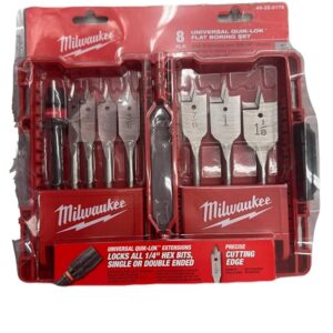 Milwaukee 49-22-0175 8-Piece Universal Quik-Lok Flat Boring Spade Bit Set w/ Carrying Case
