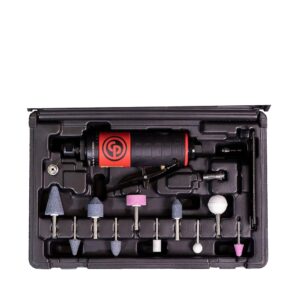 Chicago Pneumatic CP7411K Kit - Air Die Grinder Tool, Welder, Woodworking, Automotive Car Detailing, Stainless Steel Polisher, Heavy Duty, Straight, 1/4 Inch (6 mm), 0.56 HP / 420 W - 22000 RPM