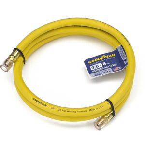 Goodyear 6' x 3/8" Rubber Whip Hose Yellow 250 PSI