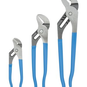 Channellock 3pc Tongue & Groove Pliers Set GS-3 - Laser Heat-Treated Teeth, High Carbon Steel - 6.5", 9.5", 12"