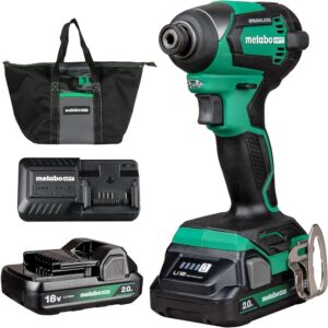 Metabo HPT 18V MultiVolt Cordless Brushless Impact Driver Kit, Compact Lightweight Impact Driver Set with 2 Lithium-Ion Metabo Batteries, Charger, 1/4-Inch Quick Change Chuck, High Torque, WH18DEX