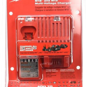 Milwaukee 48-59-1812 M12 or M18 18V and 12V Multi Voltage Lithium Ion Battery Charger w/ Onboard Fuel Gauge