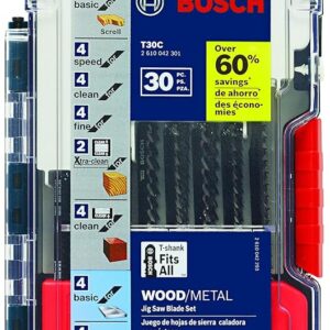 Bosch T30C 30 pc. T-Shank Jig Saw Blade Set for Wood and Metal