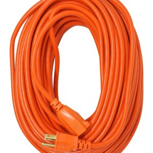 Southwire Extension Cord - Light Duty Outdoor Power Cable for Landscaping & Yard Tools - Flexible SJTW Vinyl Jacket with Molded Plug & Orange Finish - 100 Foot