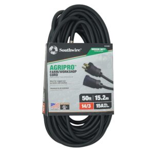 Southwire AgriPro Medium Duty Extension Cord - All-Copper Wire - Extra Durable Molded Plug - Cold Weather Rated - Oil & Chemical Resistant - UL Listed - Farm & Workshop Ready - 50 Foot